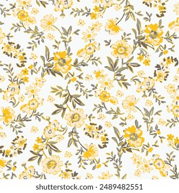 Flowers seamless pattern. vector illustration. Abstract flowers, floral vector with leaves