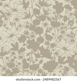 Flowers seamless pattern. vector illustration. Abstract flowers, floral vector with leaves