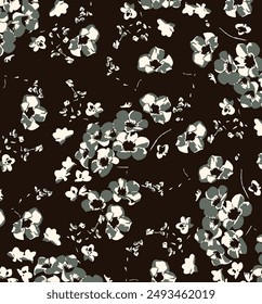 Flowers seamless pattern. vector illustration. Abstract flowers, floral vector with leaves