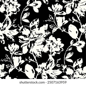 Flowers seamless pattern. vector illustration. Abstract flowers, floral vector with leaves