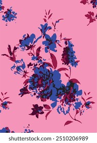 Blumen nahtloses Muster. Vektorgrafik. Abstrakte Blumen, floraler Vektor mit Blättern