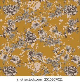 Flowers seamless pattern. vector illustration. Abstract flowers, floral vector with leaves