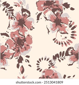 Flowers seamless pattern. vector illustration. Abstract flowers, floral vector with leaves