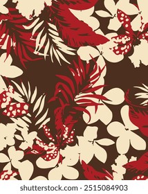 Flowers seamless pattern. vector illustration. Abstract flowers, floral vector with leaves