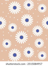 Flowers seamless pattern. vector illustration. Abstract flowers, floral vector with leaves