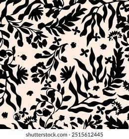 Flowers seamless pattern. vector illustration. Abstract flowers, floral vector with leaves