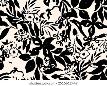 Flowers seamless pattern. vector illustration. Abstract flowers, floral vector with leaves