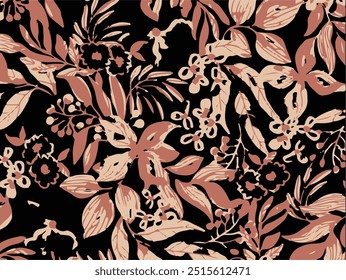 Flores padrão sem costura. ilustração vetorial. Flores abstratas, vetor floral com folhas