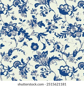 Flowers seamless pattern. vector illustration. Abstract flowers, floral vector with leaves