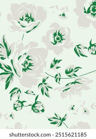 Flowers seamless pattern. vector illustration. Abstract flowers, floral vector with leaves