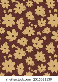 Flores padrão sem costura. ilustração vetorial. Flores abstratas, vetor floral com folhas