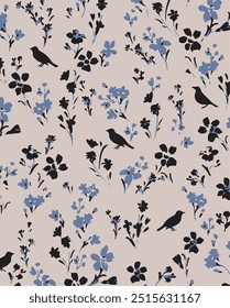 Flowers seamless pattern. vector illustration. Abstract flowers, floral vector with leaves