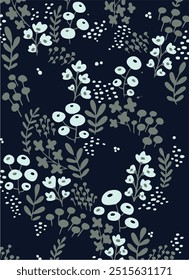 Flowers seamless pattern. vector illustration. Abstract flowers, floral vector with leaves