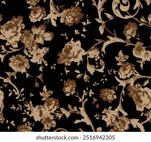 Flowers seamless pattern. vector illustration. Abstract flowers, floral vector with leaves