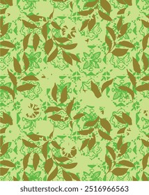 Flowers seamless pattern. vector illustration. Abstract flowers, floral vector with leaves