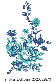 Flowers seamless pattern. vector illustration. Abstract flowers, floral vector with leaves