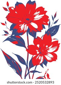 Flowers seamless pattern. vector illustration. Abstract flowers, floral vector with leaves