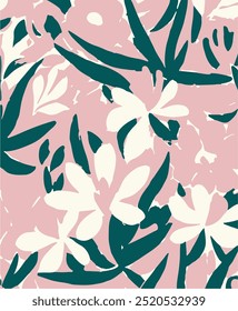 Flowers seamless pattern. vector illustration. Abstract flowers, floral vector with leaves