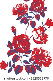 Flowers seamless pattern. vector illustration. Abstract flowers, floral vector with leaves