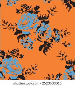 Flowers seamless pattern. vector illustration. Abstract flowers, floral vector with leaves