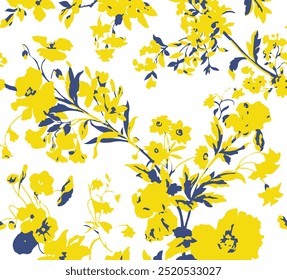 Flowers seamless pattern. vector illustration. Abstract flowers, floral vector with leaves