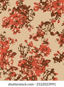 Flores padrão sem costura. ilustração vetorial. Flores abstratas, vetor floral com folhas