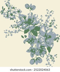 Flowers seamless pattern. vector illustration. Abstract flowers, floral vector with leaves