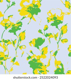 Flowers seamless pattern. vector illustration. Abstract flowers, floral vector with leaves