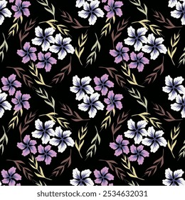 Motif de fleurs harmonieux. illustration vectorielle. fleurs d'Abstrait, Image vectorielle florale avec feuilles