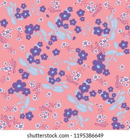 Flowers seamless pattern. Vector red folk background for prints, wrapping, texlile