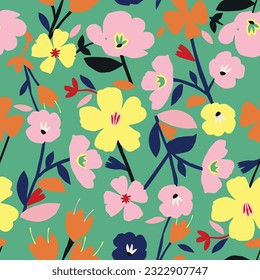 flowers seamless pattern.Abstract Geometric pattern with Stripes. Seamless texture in different colors, can be used for background.Vector Illustration.