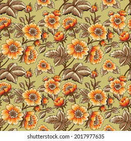 Flowers Seamless Patterns For Print On Fabric, Flowers Seamless, Flowers Vector, Flowers Art, Floral.