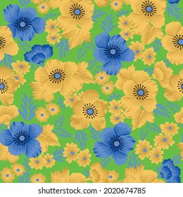 Flowers Seamless Patterns For Print On Fabric, Flowers Seamless
