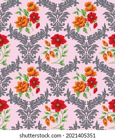 Flowers Seamless Patterns For Print On Fabric, Flowers Seamless