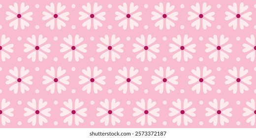 Flowers seamless print. Cute red spring background. Hearts petals pattern for Valentine's day, girly wrapping paper, decor, textile	