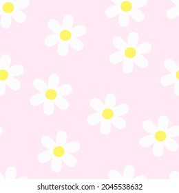 flowers seamless print. white daisies vector print for clothes or prints
