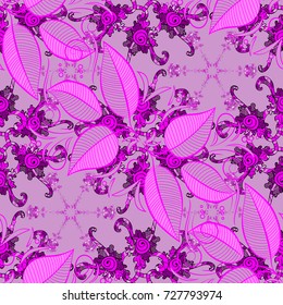 flowers, seamless. Vector illustration. On magenta and pink colors.
