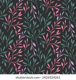 Flowers Seamless vector pattern on the dark background