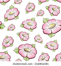 Flowers. Seamless vector texture. Green and pink.