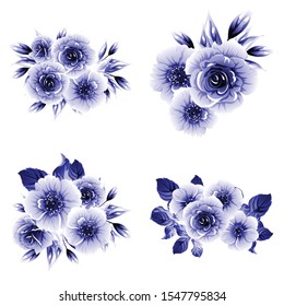 Flowers set. Collection of floral element