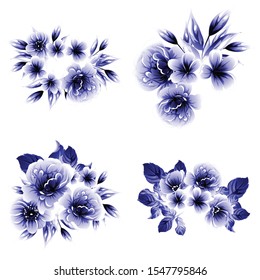 Flowers set. Collection of floral element