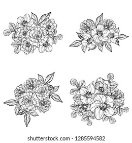 Flowers set. Collection of floral elements