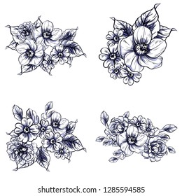 Flowers set. Collection of floral elements