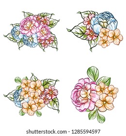 Flowers set. Collection of floral elements