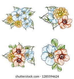 Flowers set. Collection of floral elements