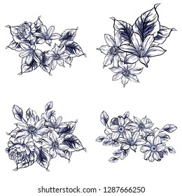 Flowers set. Collection of floral elements