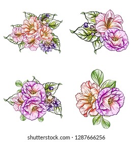 Flowers set. Collection of floral elements