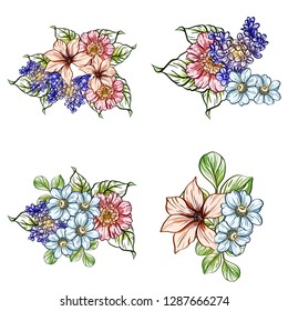 Flowers set. Collection of floral elements