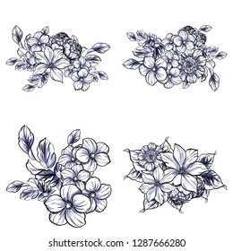 Flowers set. Collection of floral elements