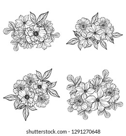 Flowers set. Collection of floral elements